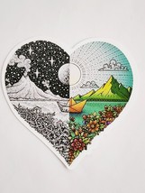 Heart Shaped Mountains Half Night and Day Super Cute Sticker Decal Embellishment - £1.77 GBP