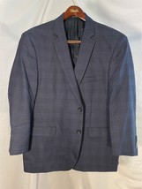 Pronto Uomo Platinum 50R Dark Blue Plaid 100% Wool 2Btn Notched Lapel Blazer - $64.99