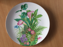 Beautiful Porcelain decorative plate hand painted flower 9.25&quot; made in J... - €38,38 EUR