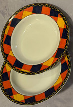 Global Designs Soup Bowls (2) Double Fired Translucent Porcelain Colorfu... - $26.00