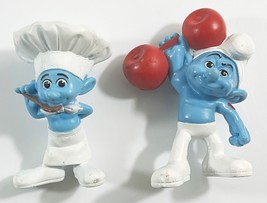 Smurfs Peyo 2011 Lot of 2 Figures Chef &amp; Hefty McDonalds Happy Meal 3” Toy - £7.81 GBP