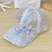 Sequin Mesh Hollow Breathable Sun Protection Duck Tongue Sun Hat Children Beaded - £10.16 GBP