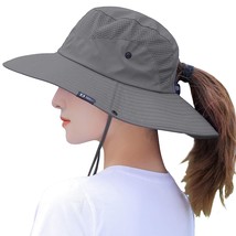 Women&#39;S Summer Sun Hat Wide Brim Uv Upf50 Protection Hats Foldable Packable Pony - £25.30 GBP