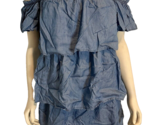 Crown &amp; Ivy Women&#39;s Cold Shoulder Tiered Skirt Chambray Dress Blue Small - £14.93 GBP