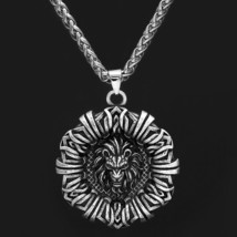 Punk Silver Lion Medallion Pendant Animal Necklace Rock Hip Hop Jewelry For Men - £12.60 GBP