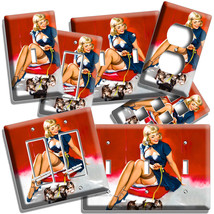 Cute Pinup Girl Playing With Kitty Cat Light Switch Outlet Wall Plate Room Decor - £9.48 GBP+