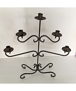 Black wrought iron candelabra 5 taper candle holder rustic goth centerpiece - $40.70 CAD
