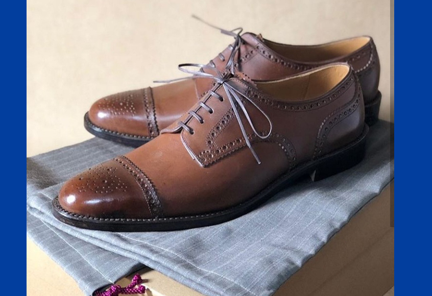 New Handmade Tan Brown Color Leather Shoes, Men's Cap Toe Brogue Lace Up Shoes 2