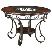 Signature Design by Ashley Glambrey Old World 45&quot; Round Glass Top Dining Table,  - £391.45 GBP