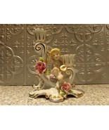 Painted China Double Candlesticks Made in Japan Cymbal player - $22.48