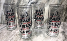 Set Of Four(4)”Live/Laugh/Love”6”High 16.5oz Drinking Tumbler Glasses-NEW-SHIP24 - £39.01 GBP