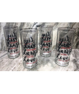 Set Of Four(4)”Live/Laugh/Love”6”High 16.5oz Drinking Tumbler Glasses-NE... - €50,42 EUR