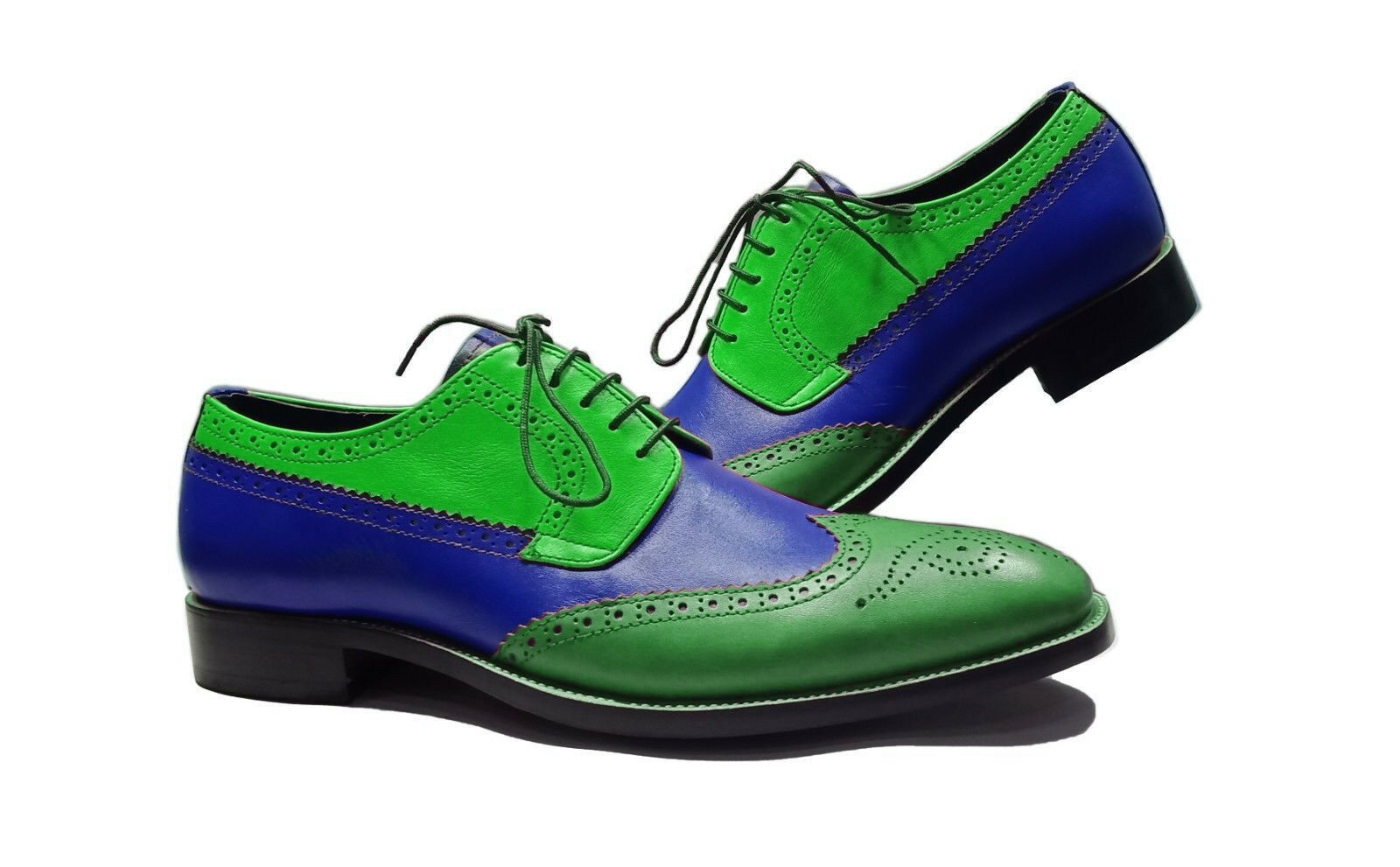 New Men's Made to Order Multi Color Brogues Toe Wing Tip Real Leather Shoes  201
