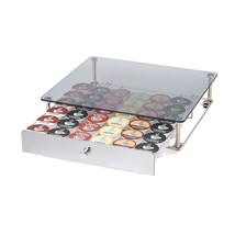 Nifty Rolling Coffee Pod Drawer - Glass Top &amp; Chrome Finish, Compatible With K-C - £46.12 GBP