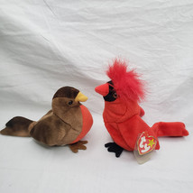 Ty Beanie Birds Mac And Early Cardinal And Robin 9 Inches - $9.90