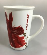 Starbucks Red Splashes Gold Accents Tall 12 Ounce Coffee Mug 2014  - £15.73 GBP