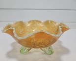 Fenton Vaseline Opal Dragon and Lotus 8 1/2&quot; Carnival Glass Peach Bowl F... - $742.50