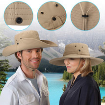 Wide Brim Sun Hat Uv Protection Bucket Cap For Hiking Camping Fishing Men Summer - £15.73 GBP