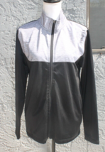 AND1 Athletic Jacket Men Size Small Gray &amp; Black Full Zip Front Long Sleeve Logo - $19.36