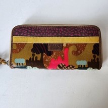 Fossil Key-Per Multi-Color Canvas Credit Card Zip-around Wallet Clutch - £9.25 GBP