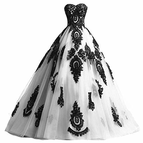 Custom Made Long Ball Gown Black Lace Gothic Formal Evening Prom Dresses Ivory
