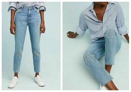 M.i.h Mimi Ultra High-Rise Embroidered Slim Jeans $265 Sz 29- NWT Anthropologie  - £84.54 GBP