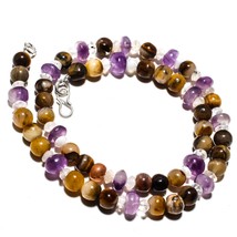 Amethyst Lace Agate Natural Gemstone Beads Jewelry Necklace 17&quot; 179Ct. KB-829 - £8.67 GBP