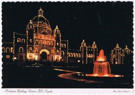Postcard Parliament Building At Night Victoria Vancouver Island British Columbia - £3.09 GBP