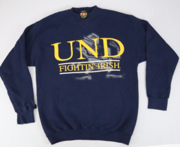 Vintage Notre Dame Fighting Irish Crew Sweatshirt Sz L Blue UND DISTRESSED - $23.70