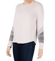Hippie Rose Juniors Plaid Sleeve Hacci Sweater Color Rose Combo Size X-Large - £20.28 GBP