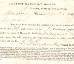 Connecticut Civil War Provost Marshal&#39;s Military Duty Enrollment Draft Document - £50.03 GBP