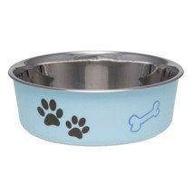 Loving Pets Stainless Steel &amp; Light Blue Dish with Rubber Base - £24.70 GBP