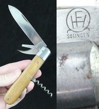 antique pocket knife RARE! &quot;Friedrich Hartkopf&quot; Solingen Germany wood ca... - $99.99