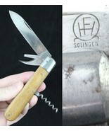 antique pocket knife RARE! &quot;Friedrich Hartkopf&quot; Solingen Germany wood ca... - $99.99
