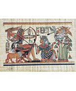 Egyptian Pharaoh King Tut &amp; Queen Hunting Egypt Kemet Papyrus Nile Art P... - $148.49