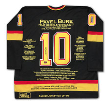 Pavel Bure Career Jersey - Autographed - LTD ED 199 - Vancouver Canucks - $980.00