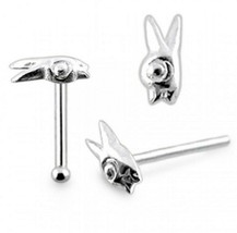 Bunny Rabbit Nose Stud  22g (0.6 mm) 925 Silver L Bendable or Ball End Cute - £3.36 GBP