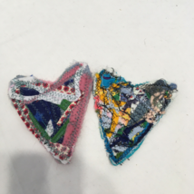 Hand crafted upcycle scrap patchwork fabric primitive country heart patches - £15.24 GBP