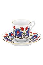 LaModaHome Small Tulips Set of 6 Coffee Cup Set Espresso Coffee Cups with Saucer - £63.30 GBP