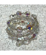 Vintage Aurora Borealis Crystal Beaded Wrap Bracelet - $553.61 MXN