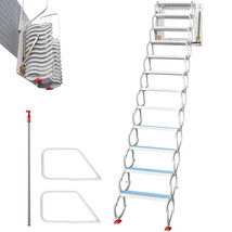 VEVOR 9.8ft Attic Ladder 12 Steps Loft Steps Stairs Wall-mounted Folding... - £559.29 GBP