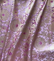 Banarasi Brocade Fabric Purple &amp; Gold Fabric Wedding Fabric, Abaya Fabric-NF2004 - £5.96 GBP+