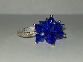 Blue Crystal Sterling Silver Cha Cha Ring &amp; Earring Set - £46.50 GBP