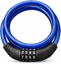 Ft Bike Cable Lock 10mm Steel Resettable Combo Bicycle Lock Blue - $8.90