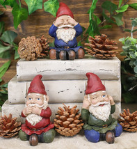 Ebros Whimsical See Hear Speak No Evil Gnomes Statue 4&quot;H Set Of 3 Wise Gnomes - £27.25 GBP