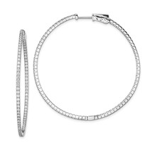 Sterling Shimmer Silver  162 Stone 1.2mm CZ In and Out Round Hinged Hoop... - $2,938.22 MXN