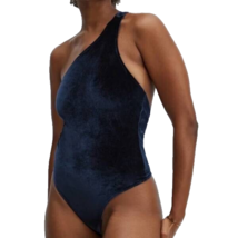 Fabletics Women&#39;s Gigi Velour Bodysuit One Shoulder Plus Size 3X Deep Navy - £19.73 GBP
