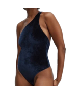 Fabletics Women&#39;s Gigi Velour Bodysuit One Shoulder Plus Size 3X Deep Navy - £19.41 GBP