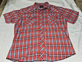 Wrangler Western Shirt Mens XL Red blue black Pearl Snaps Button Down Co... - £11.70 GBP