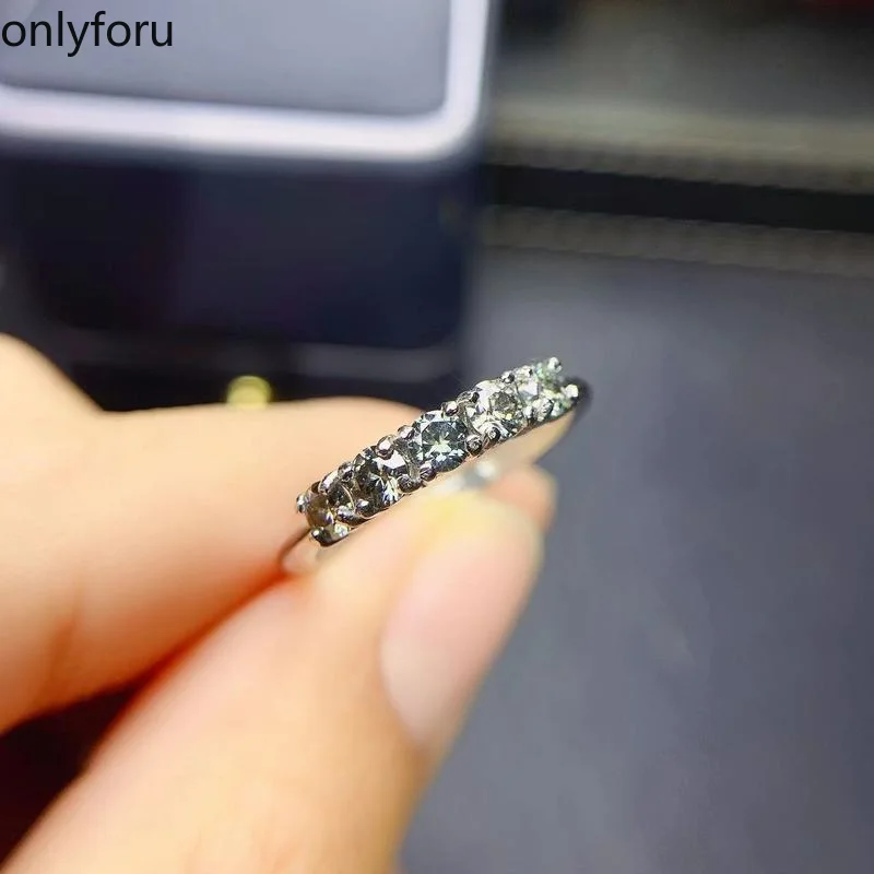 925 Sterling Silver Gray Moissanite Ring Jewelry 0.7Ct VVS1 Half Eternit... - $67.10